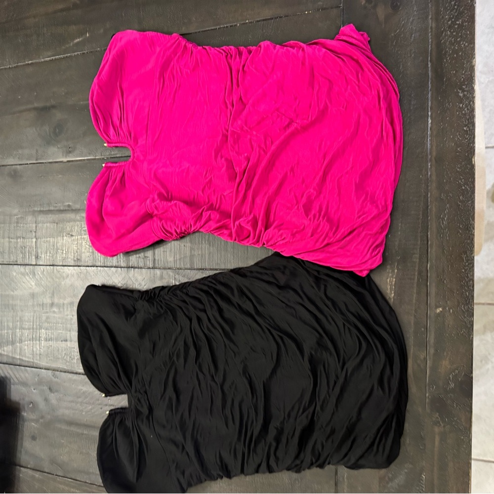 Pink and Black Ruched Dresses
